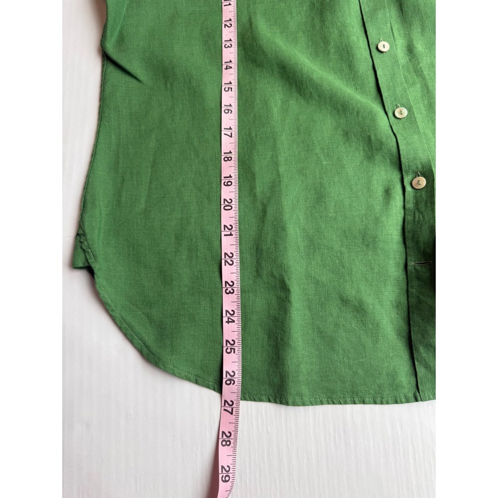Chico's 100% Linen Button Down Shirt Green Size 2 US 12 Long Sleeve Top NWT - Picture 6 of 7